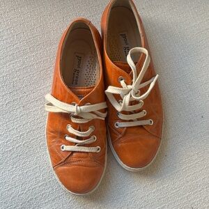 Paul Green Orange Leather Sneakers - size 7